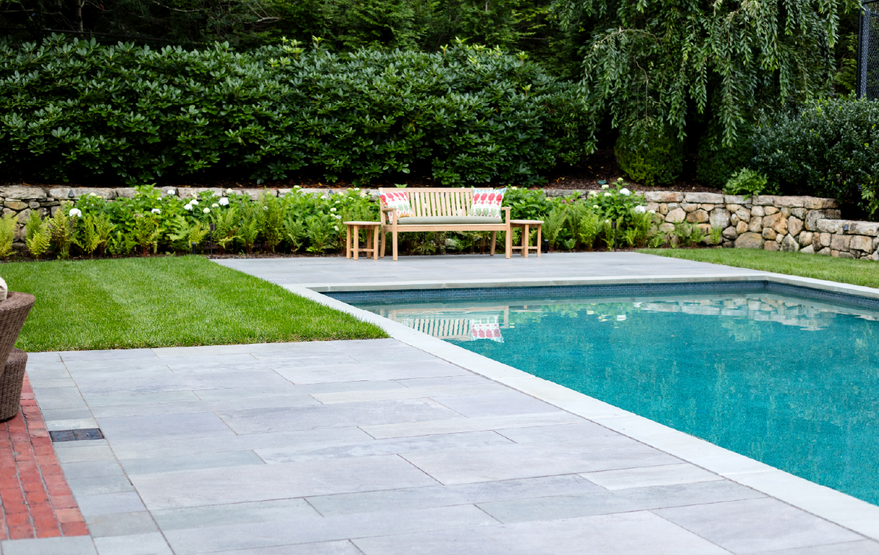 Pool & stone retaining wall